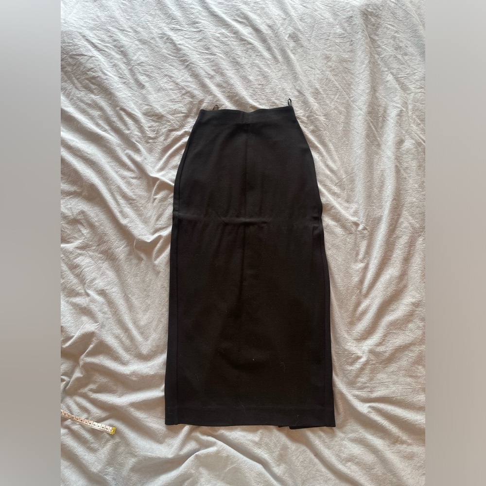 High-Waisted Long Black Babaton Skirt